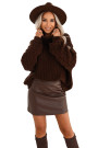  650-1 Warm and chunky oversized turtleneck with wide sleeves - chocolate 