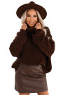  650-1 Warm and chunky oversized turtleneck with wide sleeves - chocolate 
