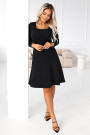  574-3 IVANA comfortable trapeze dress with a neckline and long sleeves - black 