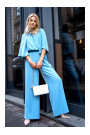S397 Wide sleeve jumpsuit with split back - sky blue