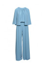 S397 Wide sleeve jumpsuit with split back - sky blue