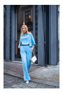 S397 Wide sleeve jumpsuit with split back - sky blue