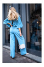 S397 Wide sleeve jumpsuit with split back - sky blue