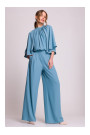 S397 Wide sleeve jumpsuit with split back - sky blue