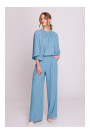 S397 Wide sleeve jumpsuit with split back - sky blue