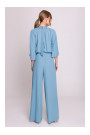 S397 Wide sleeve jumpsuit with split back - sky blue