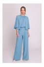 S397 Wide sleeve jumpsuit with split back - sky blue