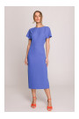 S398 Pencil dress with split on the side - blue