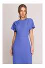 S398 Pencil dress with split on the side - blue