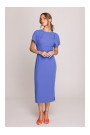 S398 Pencil dress with split on the side - blue