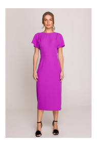 S398 Pencil dress with split on the side - lavender