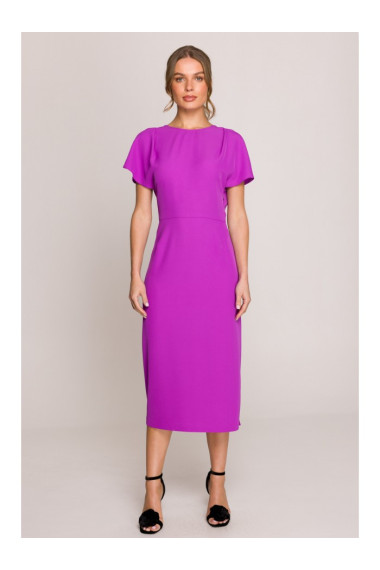 S398 Pencil dress with split on the side - lavender