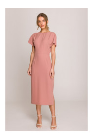 S398 Pencil dress with split on the side - rose