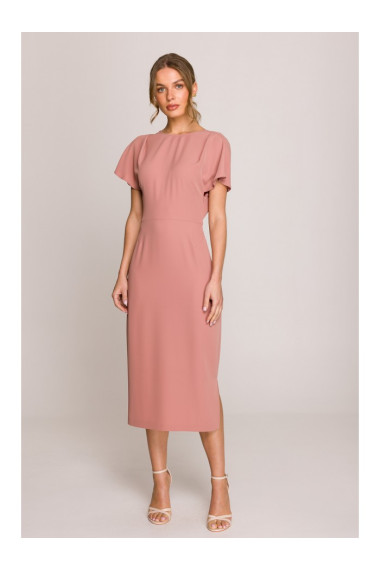 S398 Pencil dress with split on the side - rose