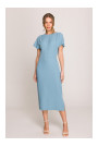 S398 Pencil dress with split on the side - sky blue