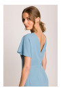 S398 Pencil dress with split on the side - sky blue