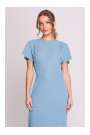 S398 Pencil dress with split on the side - sky blue