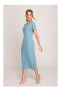 S398 Pencil dress with split on the side - sky blue