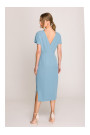 S398 Pencil dress with split on the side - sky blue