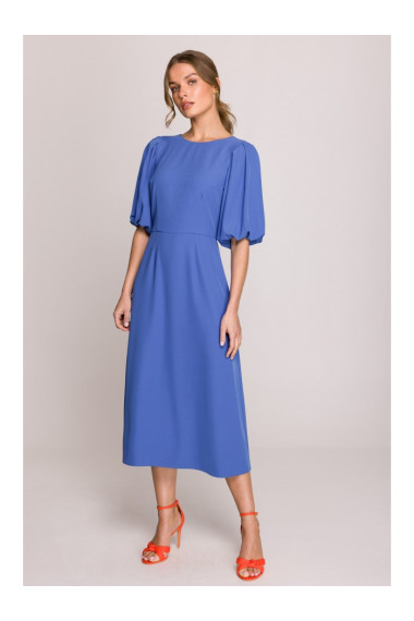 S399 Puff sleeve dress - blue