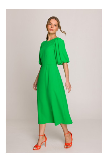 S399 Puff sleeve dress - green
