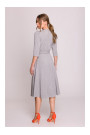 S404 Fit and flare knit dress with a tie belt - grey