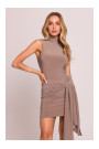 M841 Tie front mini dress - beige