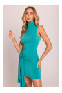 M841 Tie front mini dress - turquoise
