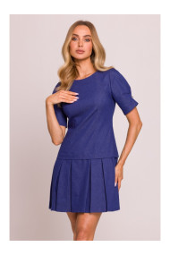 M842 Denim dress with pleats - blue