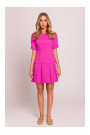 M842 Denim dress with pleats - pink