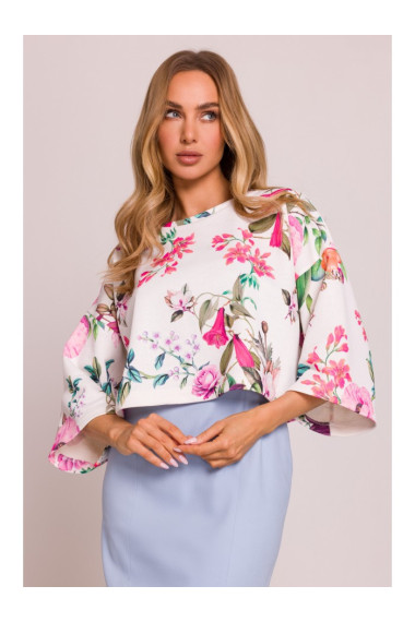 M844 Multicolour print crop top - model 2