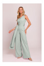 M845 One shoulder jumpsuit with a sash - mint