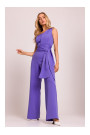 M845 One shoulder jumpsuit with a sash - light purple