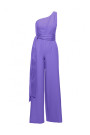 M845 One shoulder jumpsuit with a sash - light purple