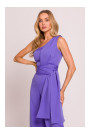 M845 One shoulder jumpsuit with a sash - light purple