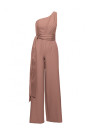 M845 One shoulder jumpsuit with a sash - mocca