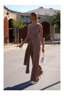 M845 One shoulder jumpsuit with a sash - mocca