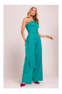 M845 One shoulder jumpsuit with a sash - turquoise