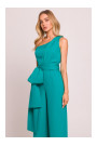 M845 One shoulder jumpsuit with a sash - turquoise