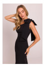 M847 One shoulder bow dress - black