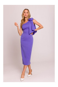 M847 One shoulder bow dress - light purple
