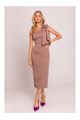 M847 One shoulder bow dress - mocca