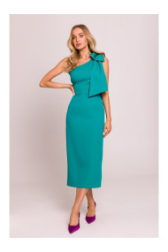 M847 One shoulder bow dress - turquoise