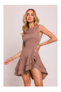 M850 Ruffled mini dress - mocca