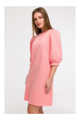 B291 A-line dress with puff sleeves - coral