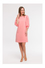 B291 A-line dress with puff sleeves - coral