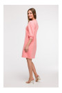 B291 A-line dress with puff sleeves - coral