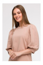 B291 A-line dress with puff sleeves - mocca