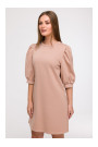 B291 A-line dress with puff sleeves - mocca