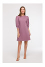 B291 A-line dress with puff sleeves - heather